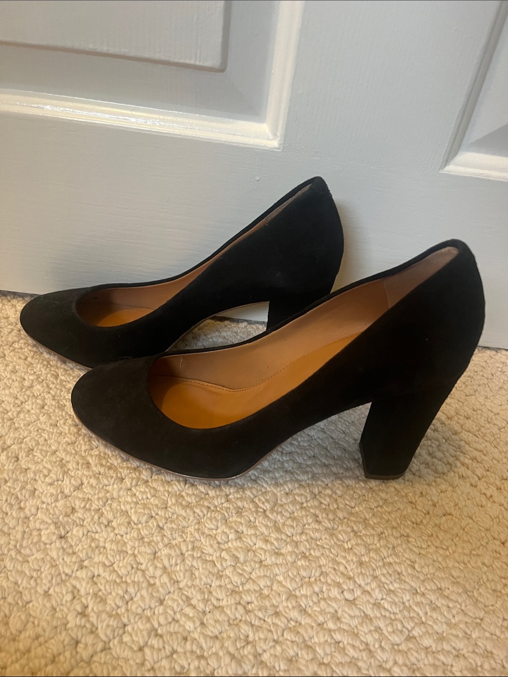 J. Crew Black Suede Chunky Heel Pumps